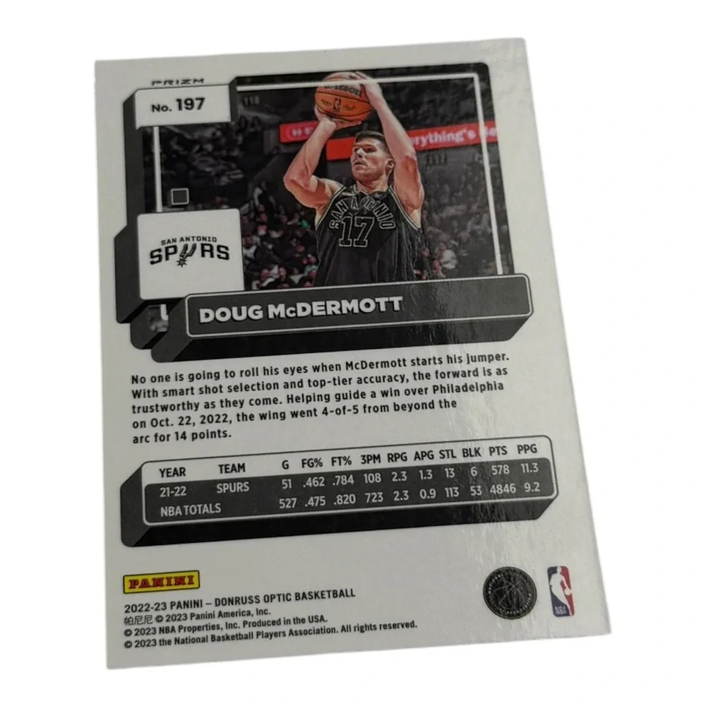 2022-23 Panini Donruss Optic Doug McDermott Purple Prizm San Antonio Spurs #197